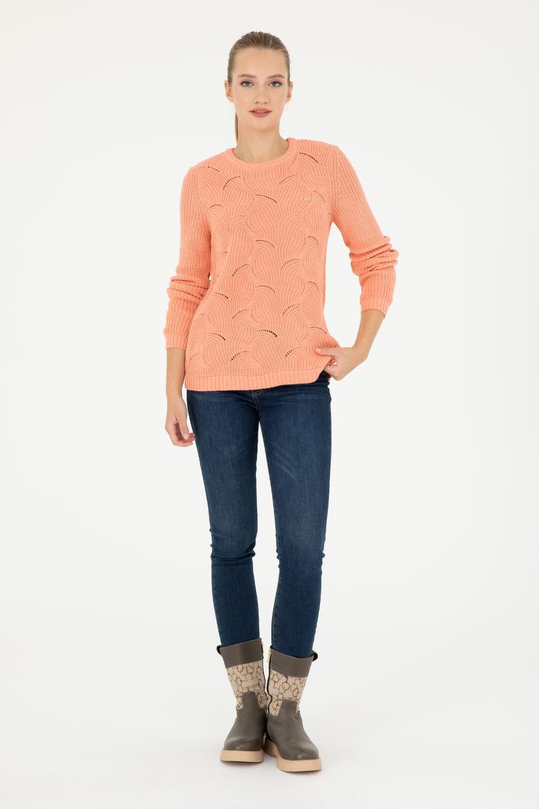 Kadın Somon Bisiklet Yaka Kazak - 50293054016