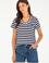 Kadın Lacivert Çizgili V Yaka Tişört