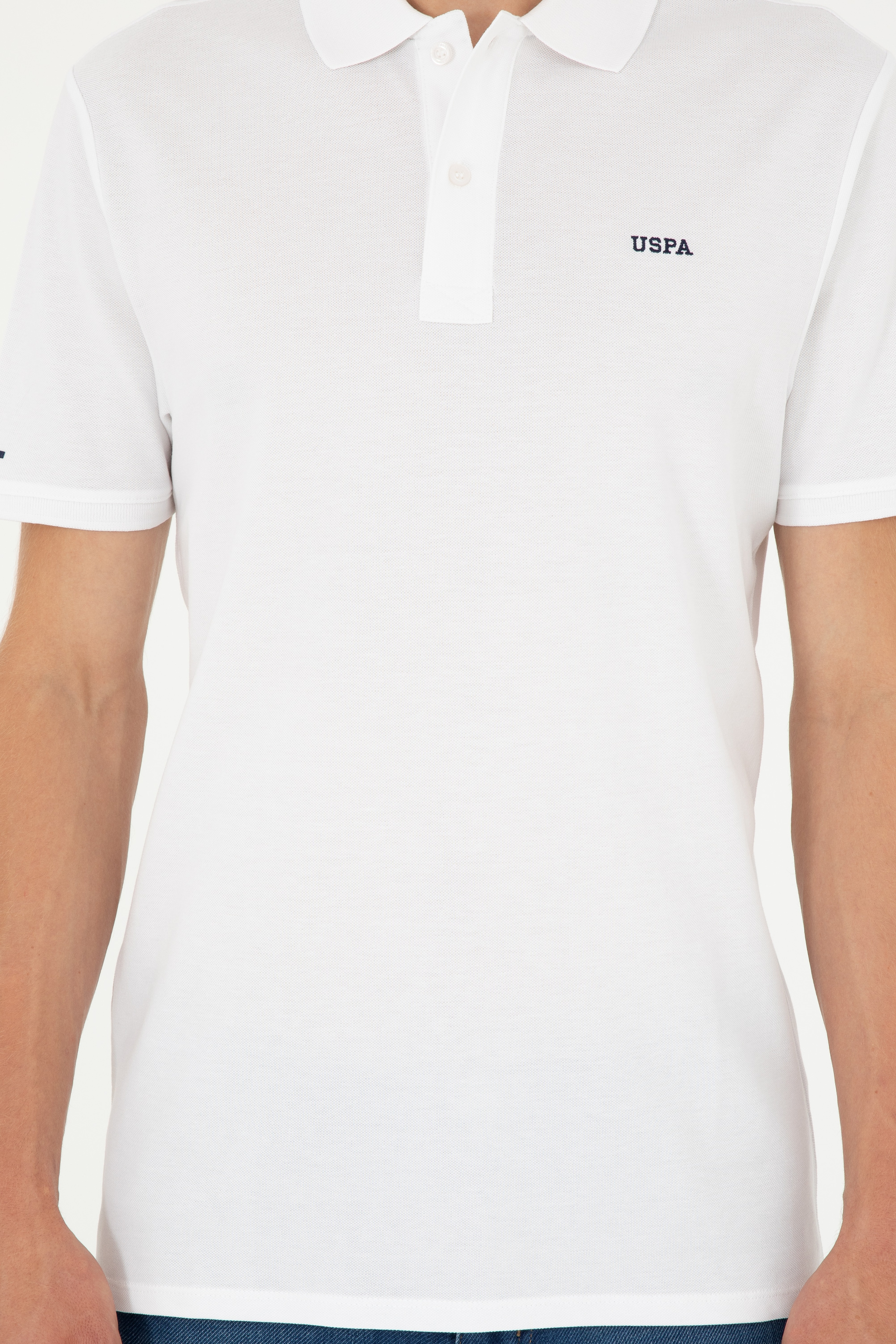 Erkek Regular Fit Polo Yaka Beyaz Basic Tişört