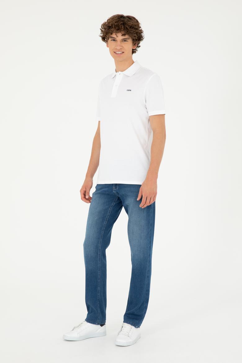 Erkek Regular Fit Polo Yaka Beyaz Basic Tişört - 50284641001