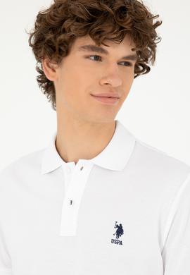 Erkek Slim Fit Polo Yaka Beyaz Basic Tişört - 50279613003