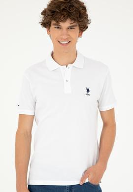 Erkek Slim Fit Polo Yaka Beyaz Basic Tişört - 50279613003
