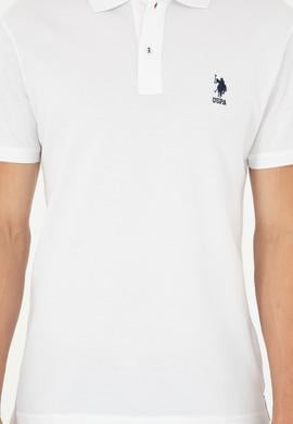 Erkek Slim Fit Polo Yaka Beyaz Basic Tişört - 50279613003