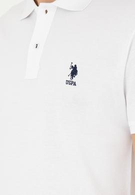 Erkek Slim Fit Polo Yaka Beyaz Basic Tişört - 50279613003