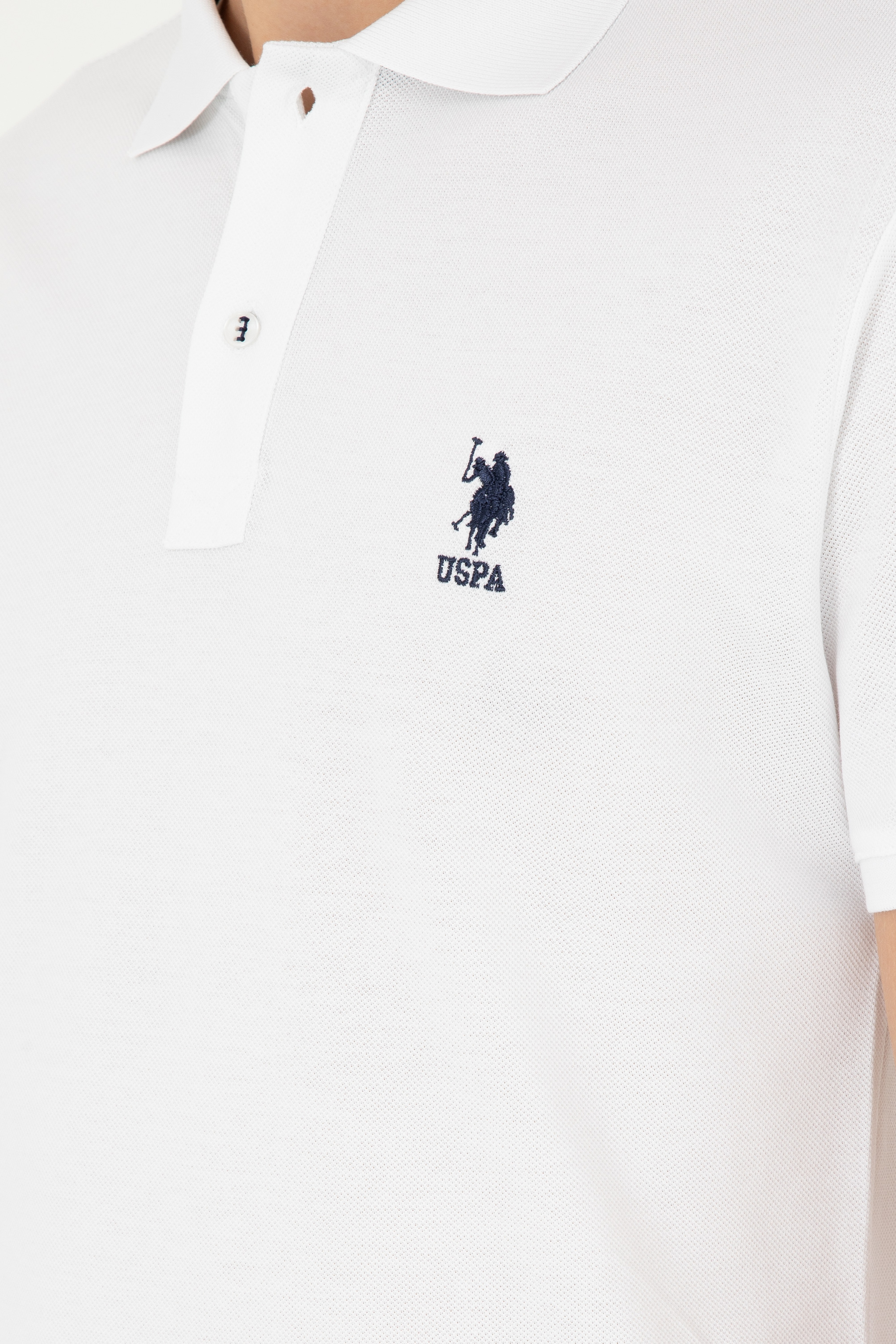 Erkek Slim Fit Polo Yaka Beyaz Basic Tişört - Image 7