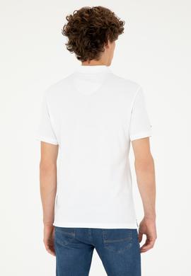 Erkek Slim Fit Polo Yaka Beyaz Basic Tişört - 50279613003