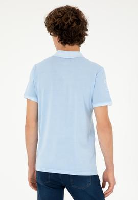 Erkek Slim Fit Polo Yaka Açık Mavi Basic Tişört - 50279591121