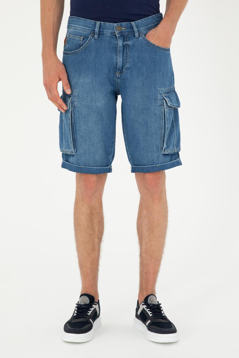 Erkek Açık Mavi Jean Şort - 50288959009