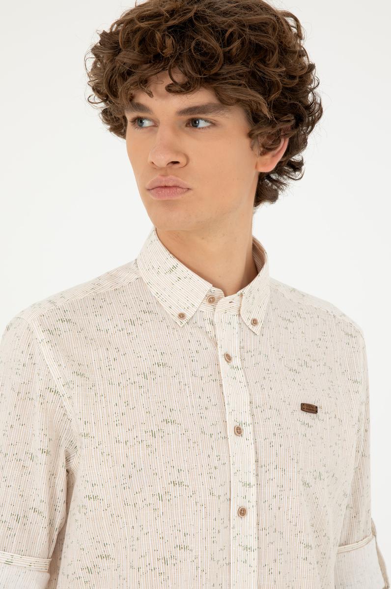 Erkek Haki Uzun Kollu Gömlek