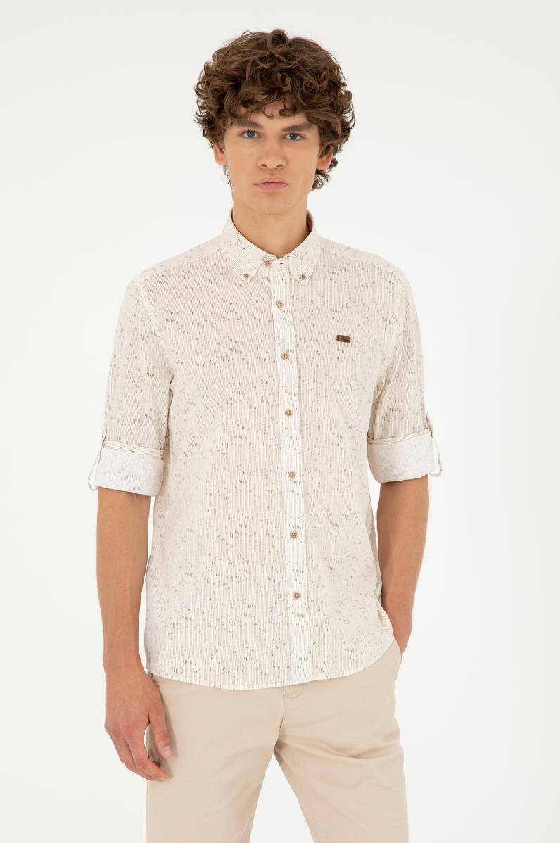 Erkek Haki Uzun Kollu Gömlek