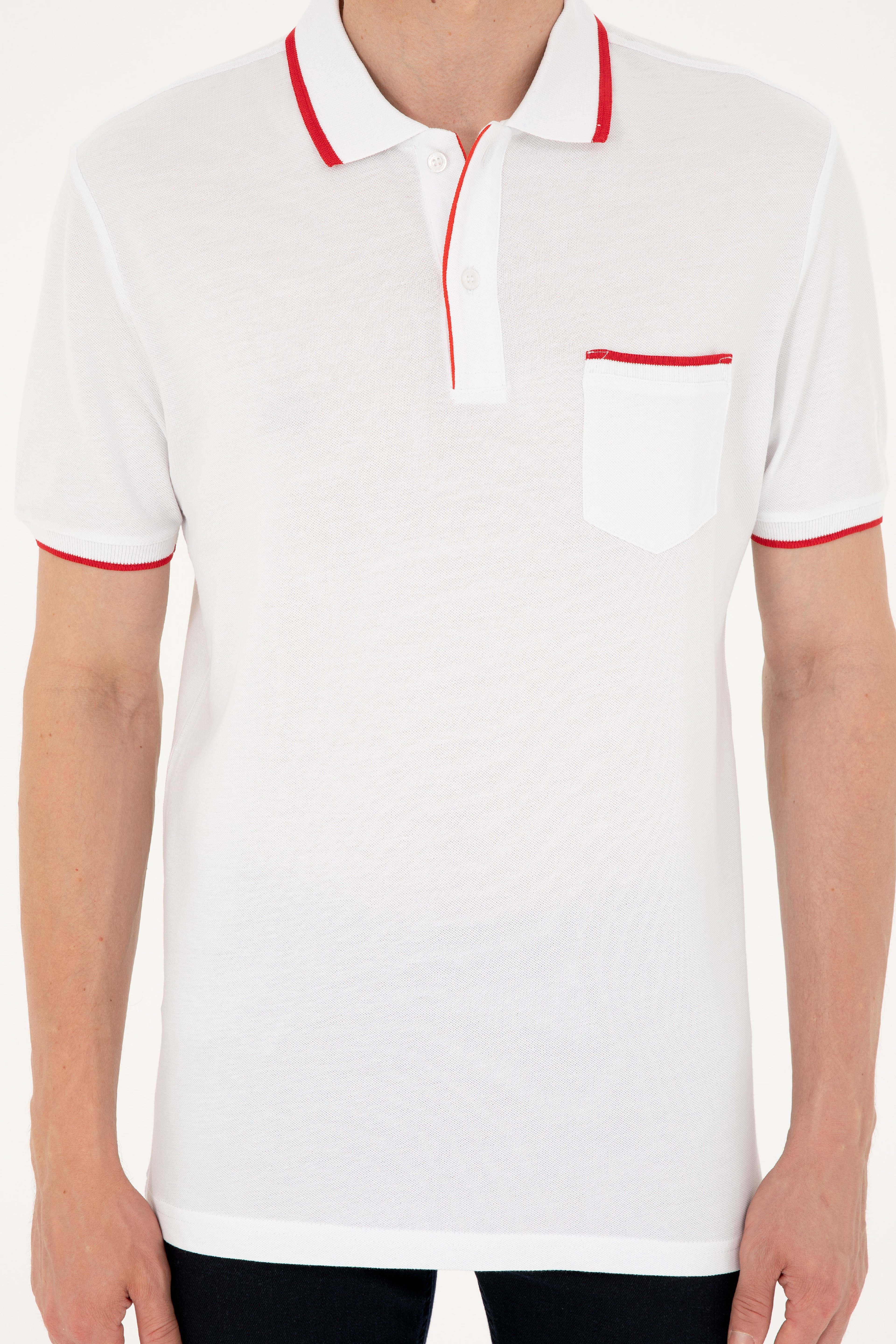 Erkek Regular Fit Polo Yaka Beyaz Tişört - Image 6