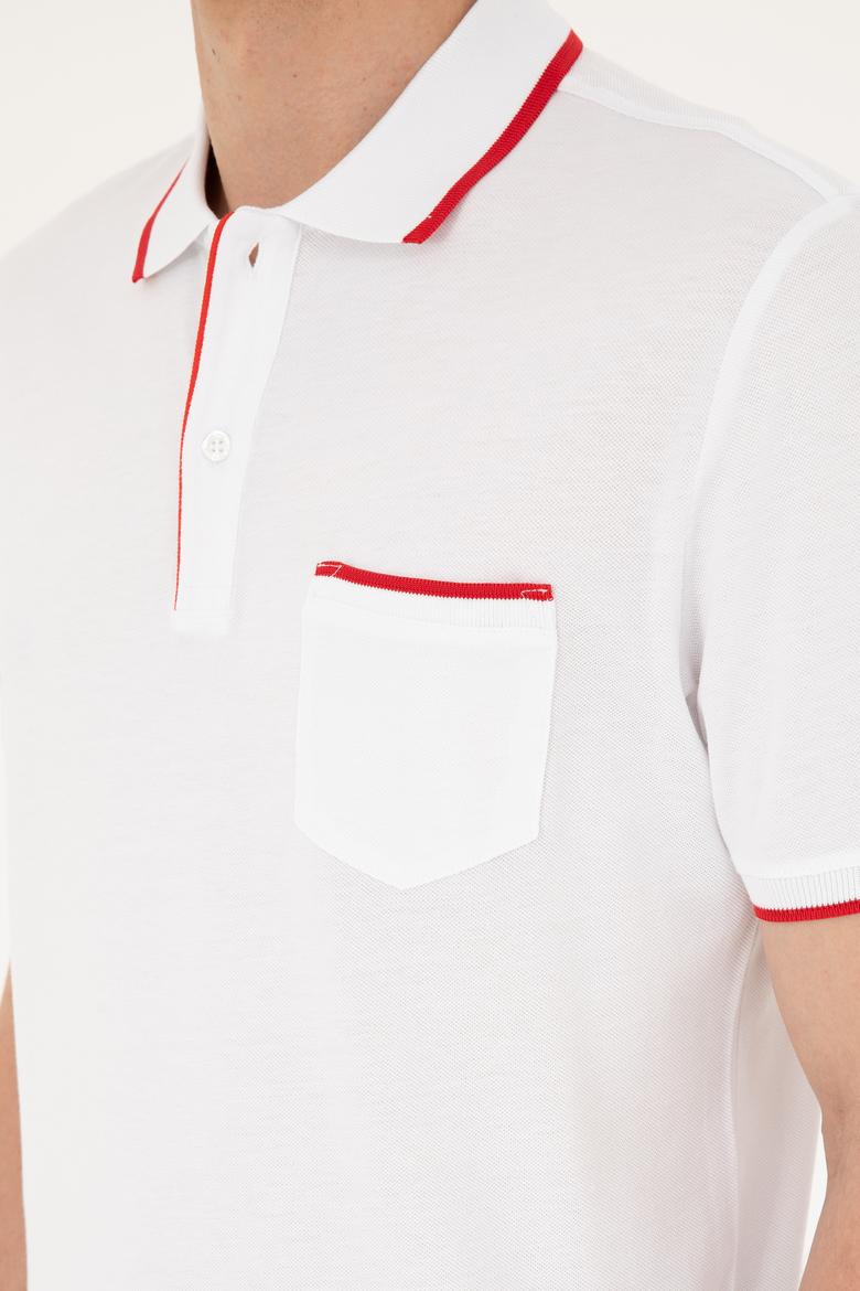 Erkek Regular Fit Polo Yaka Beyaz Tişört - 50287108011