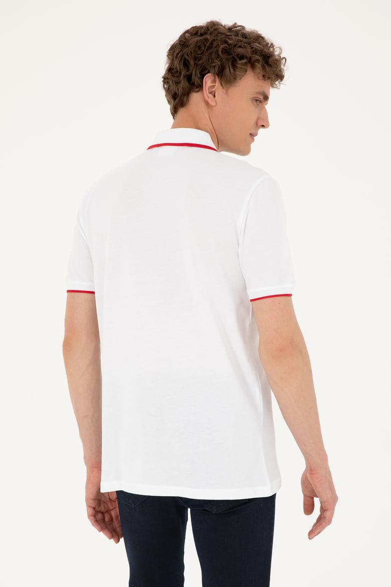 Erkek Regular Fit Polo Yaka Beyaz Tişört - 50287108011