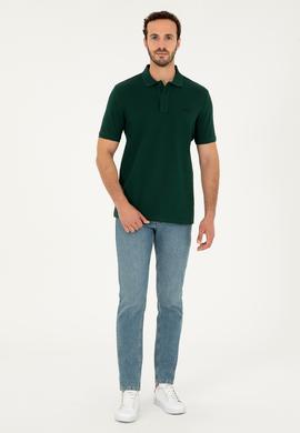 Erkek Koyu Yeşil Basic Tişört - 50284641334