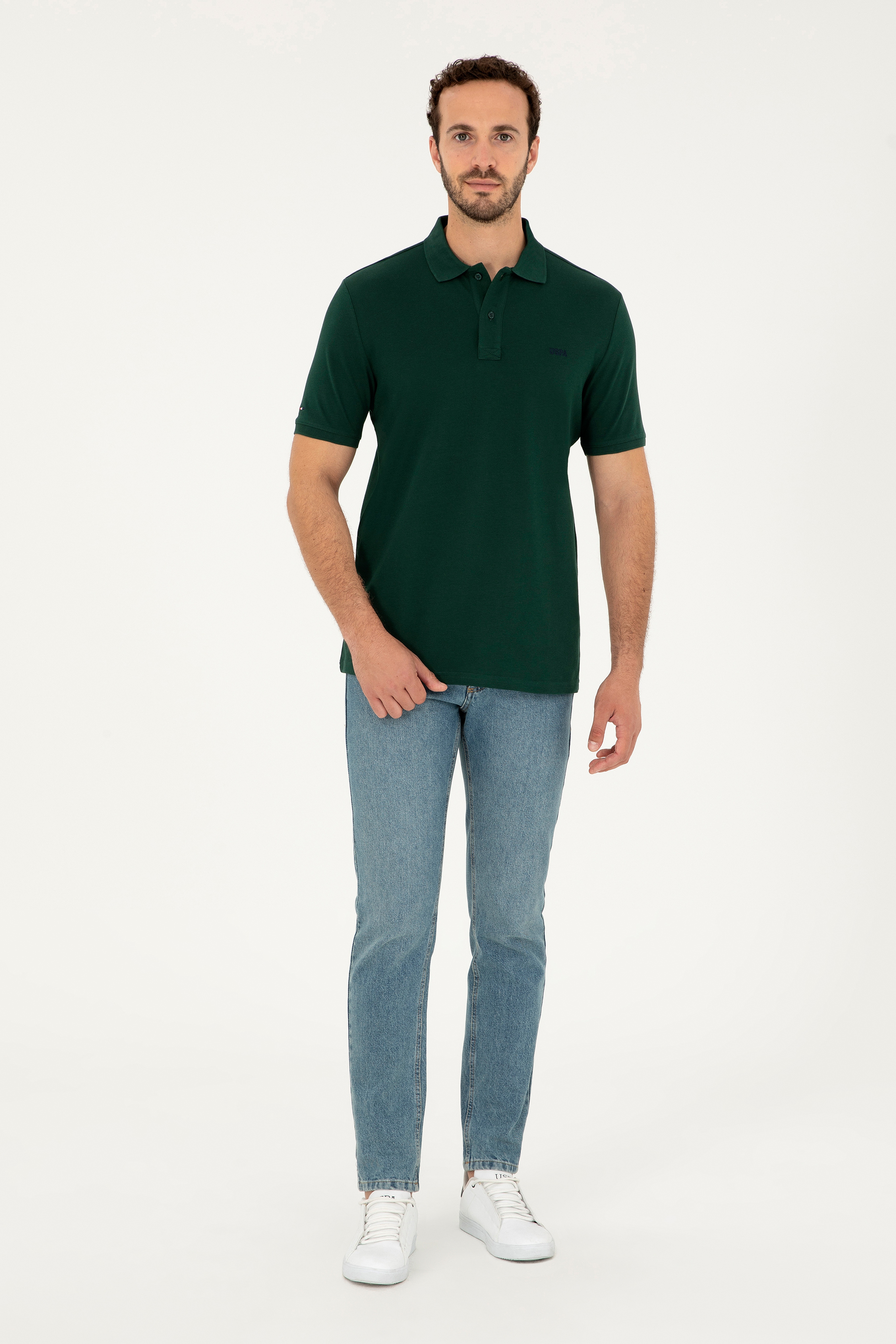 Erkek Koyu Yeşil Basic Tişört - Image 4