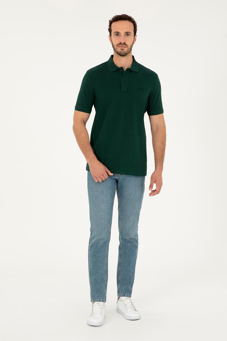 Erkek Koyu Yeşil Basic Tişört - 50284641334