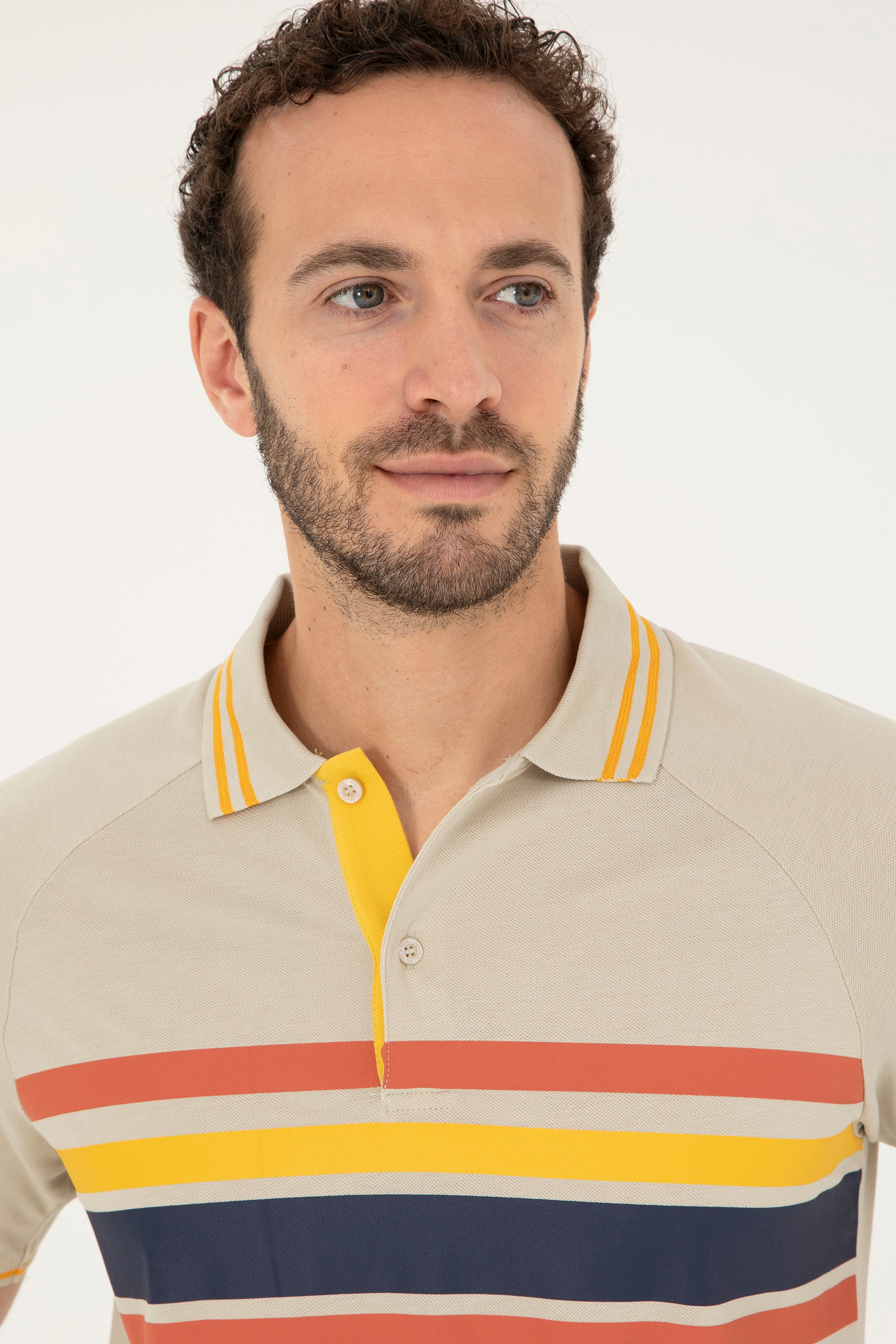 Erkek Regular Fit Polo Yaka Taş Tişört - Image 2