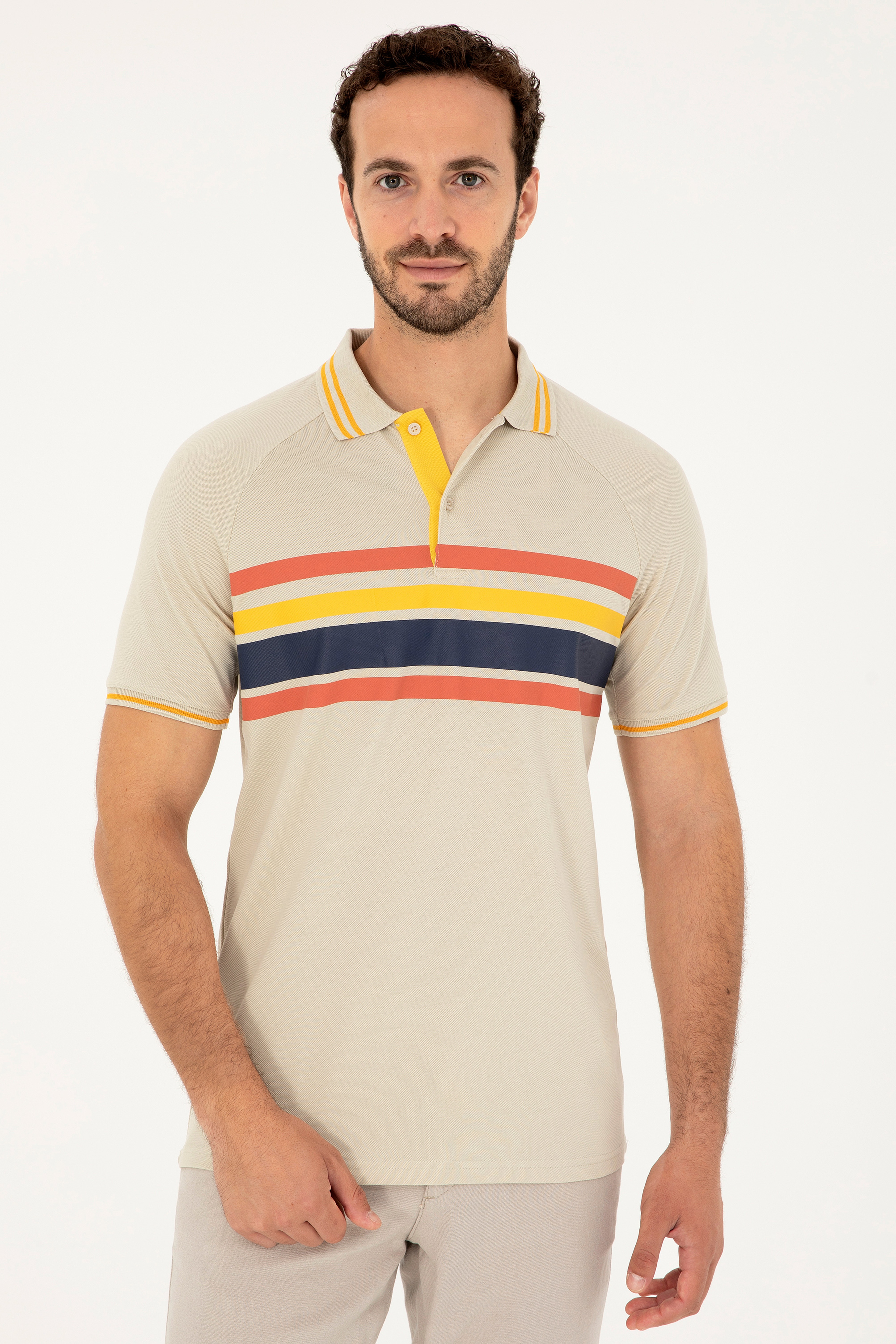 Erkek Regular Fit Polo Yaka Taş Tişört