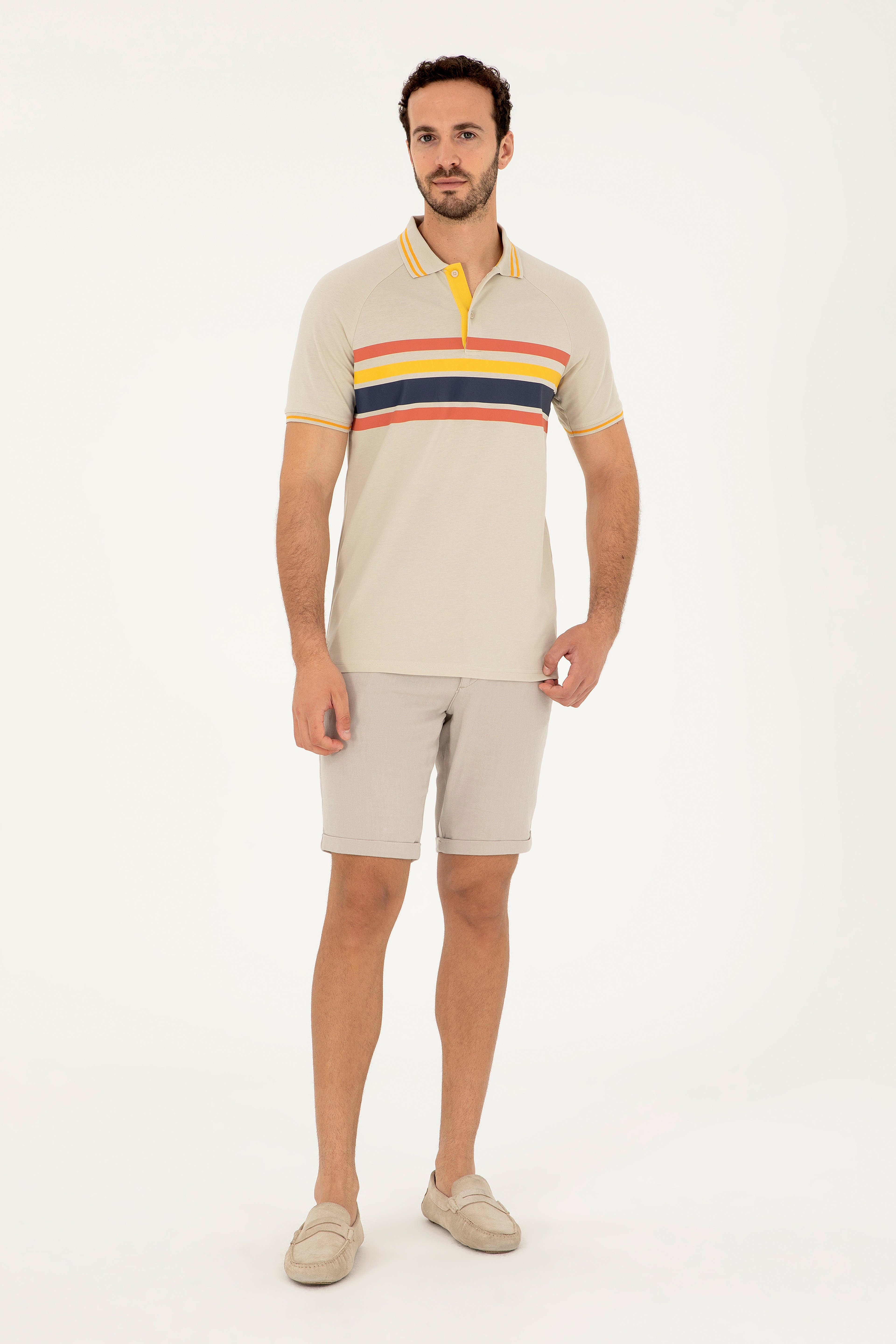 Erkek Regular Fit Polo Yaka Taş Tişört