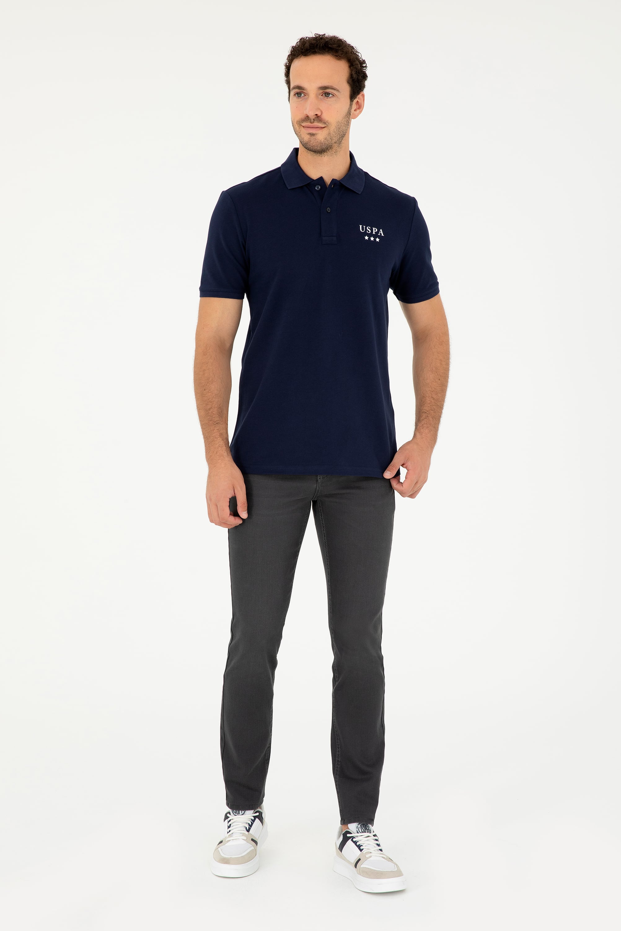 Erkek Regular Fit Polo Yaka Lacivert Tişört - Image 4