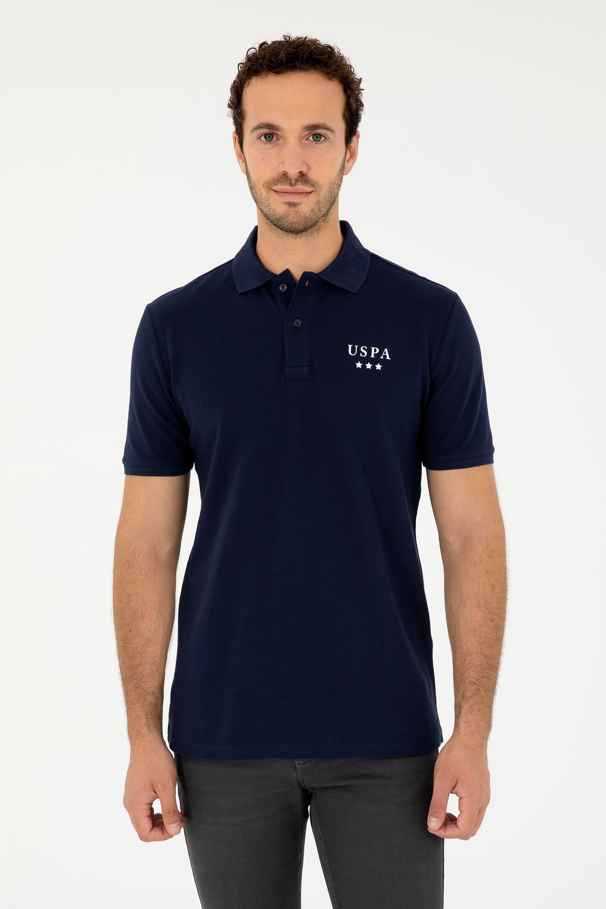 Erkek Regular Fit Polo Yaka Lacivert Tişört - Image 1