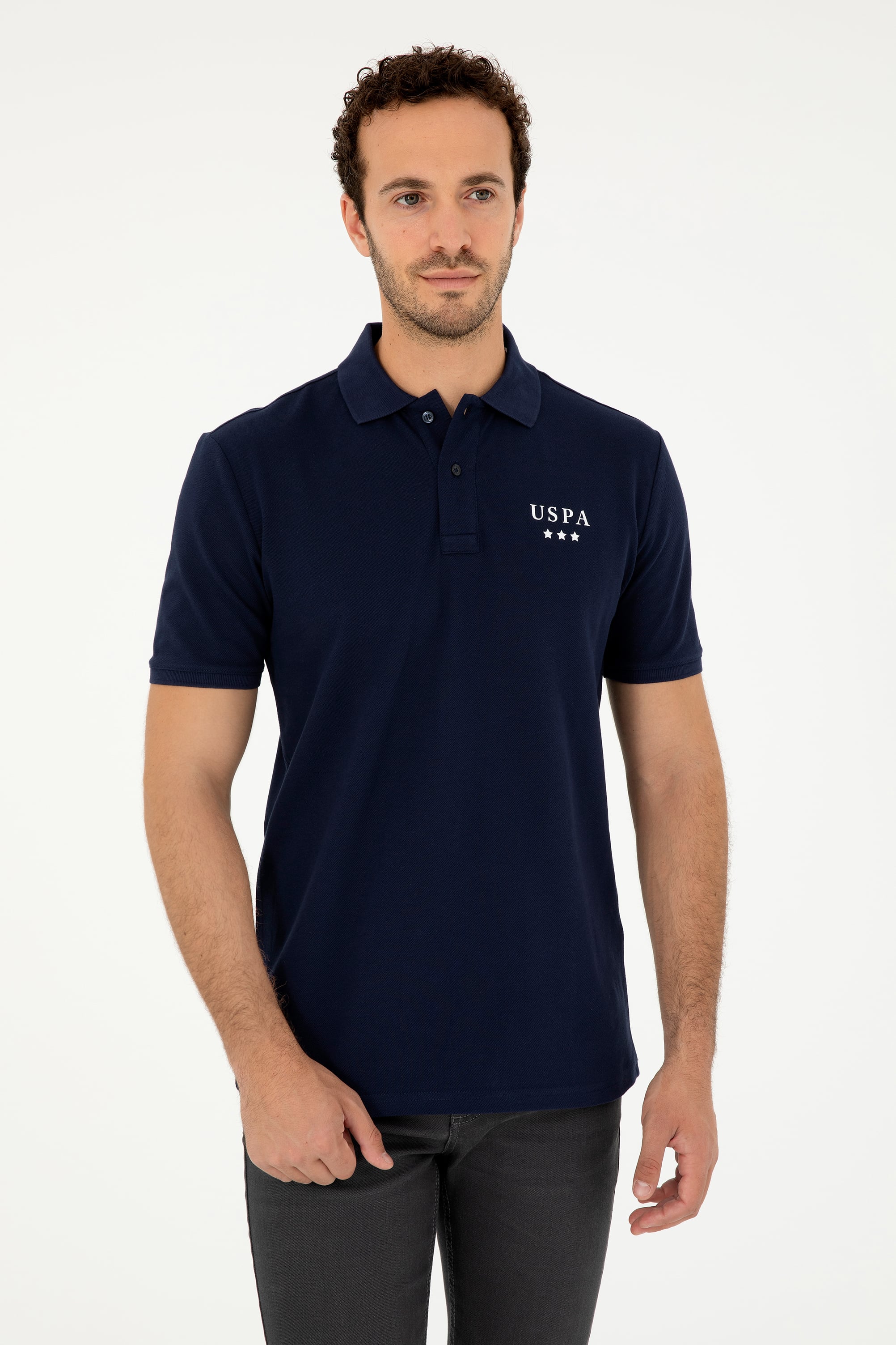 Erkek Regular Fit Polo Yaka Lacivert Tişört