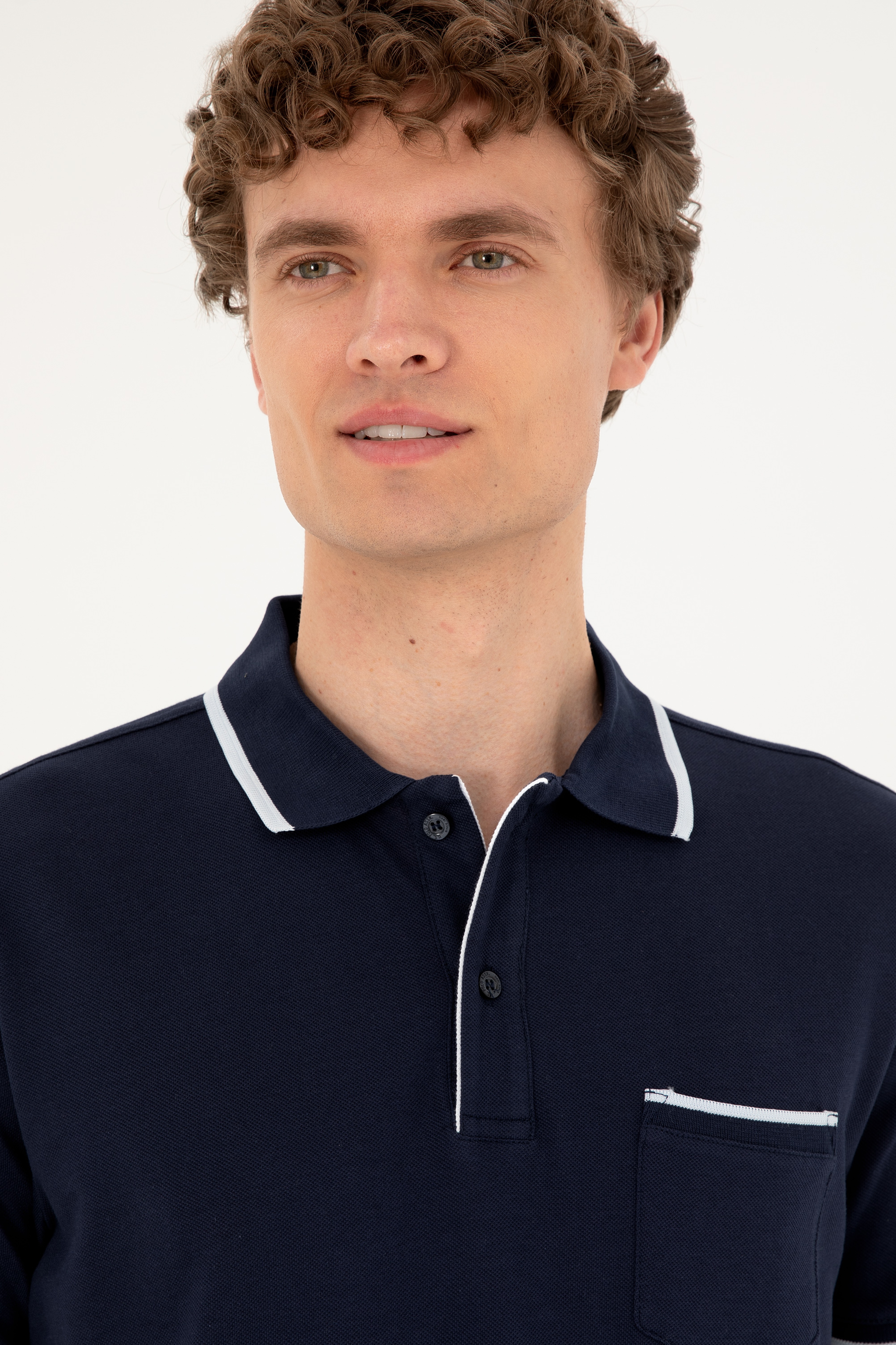 Erkek Regular Fit Polo Yaka Lacivert Tişört - Image 2
