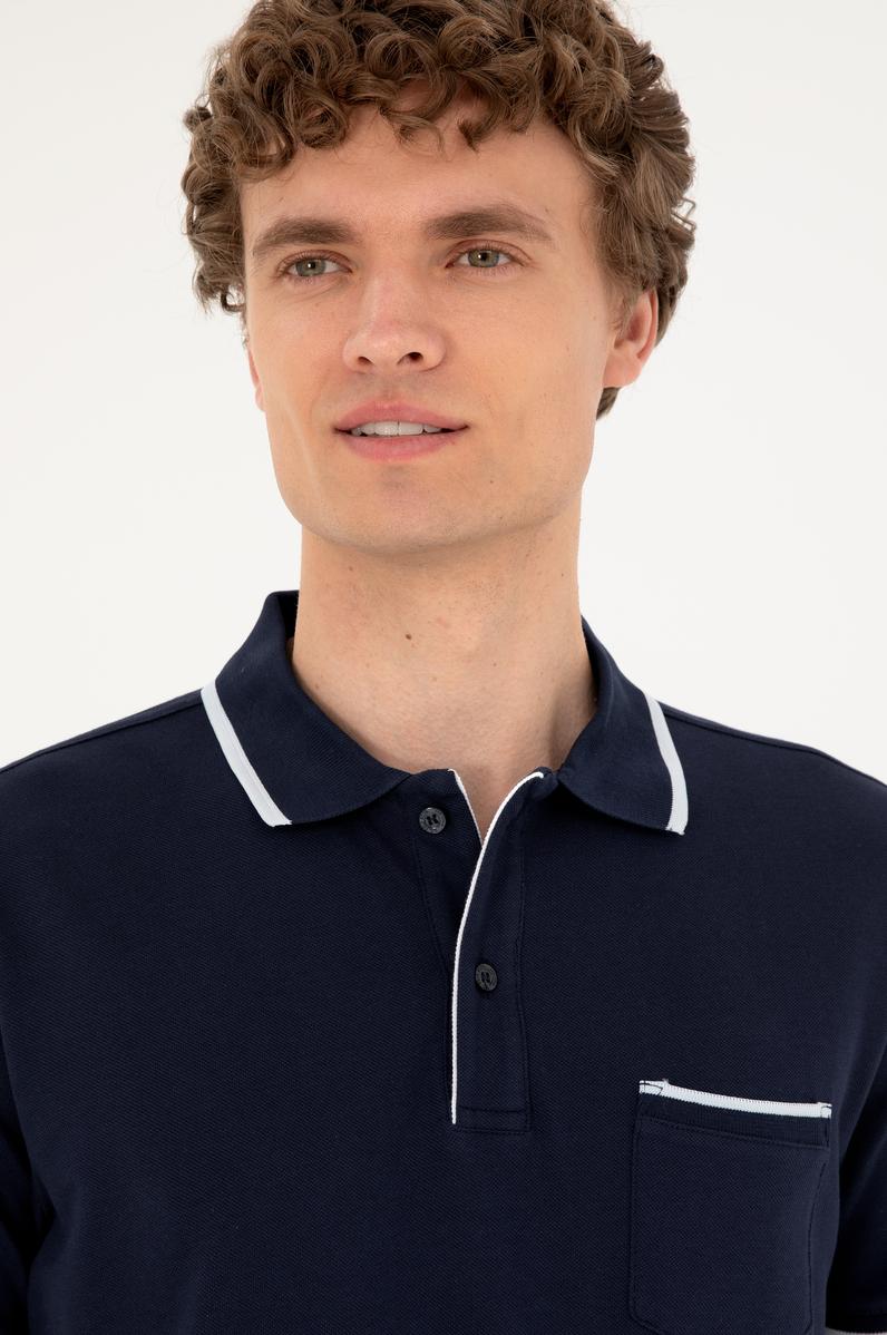 Erkek Regular Fit Polo Yaka Lacivert Tişört