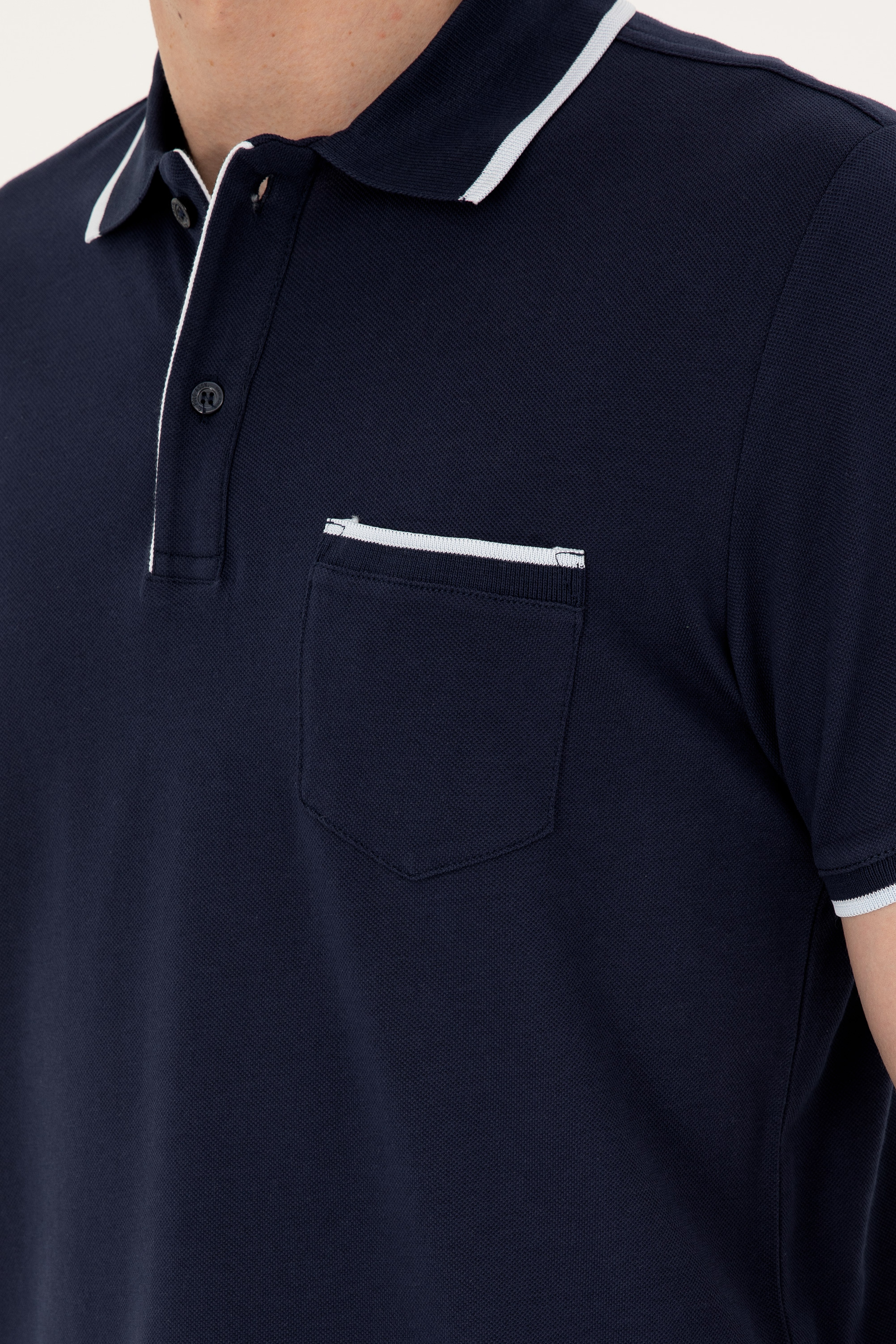 Erkek Regular Fit Polo Yaka Lacivert Tişört - Image 7