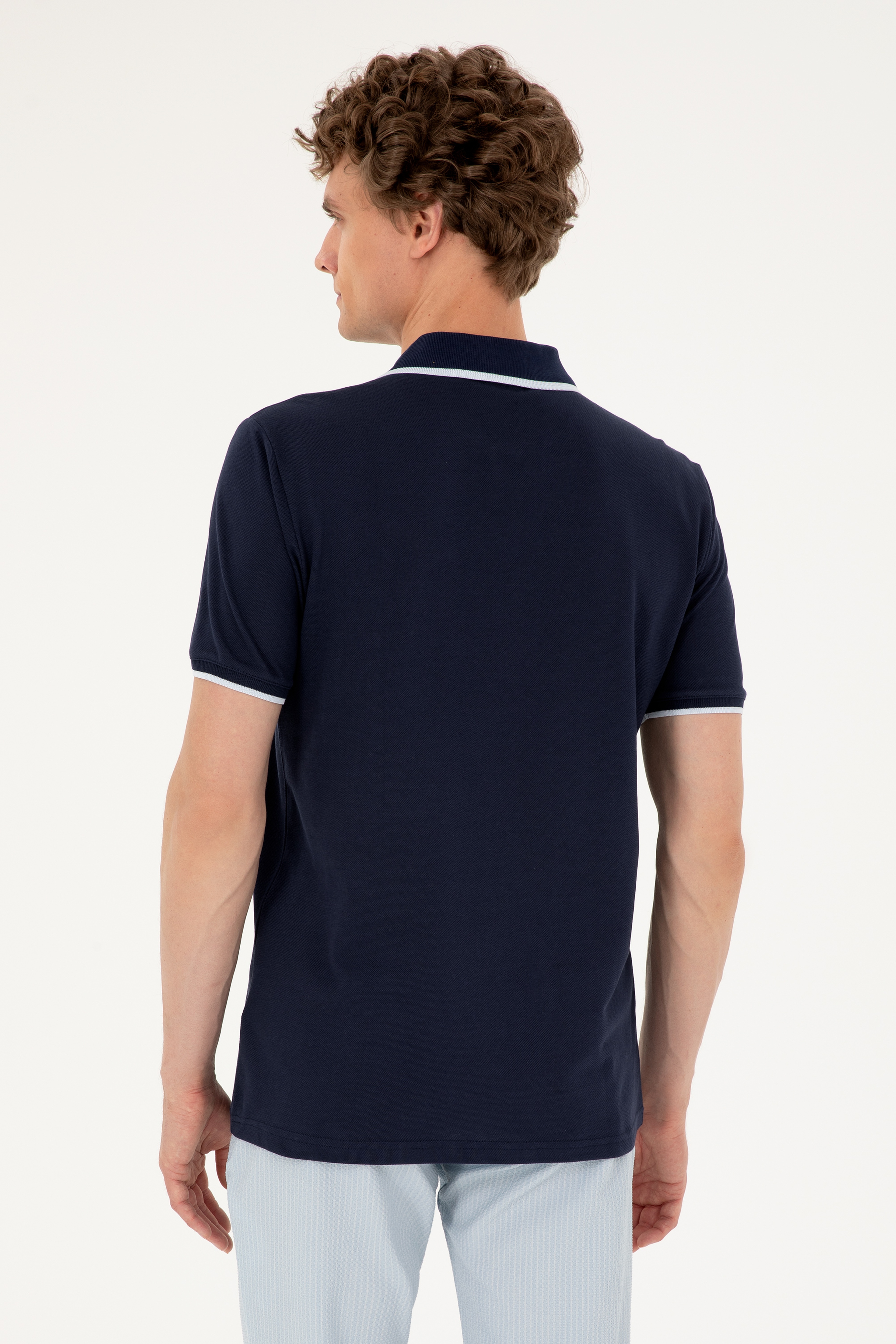 Erkek Regular Fit Polo Yaka Lacivert Tişört - Image 5