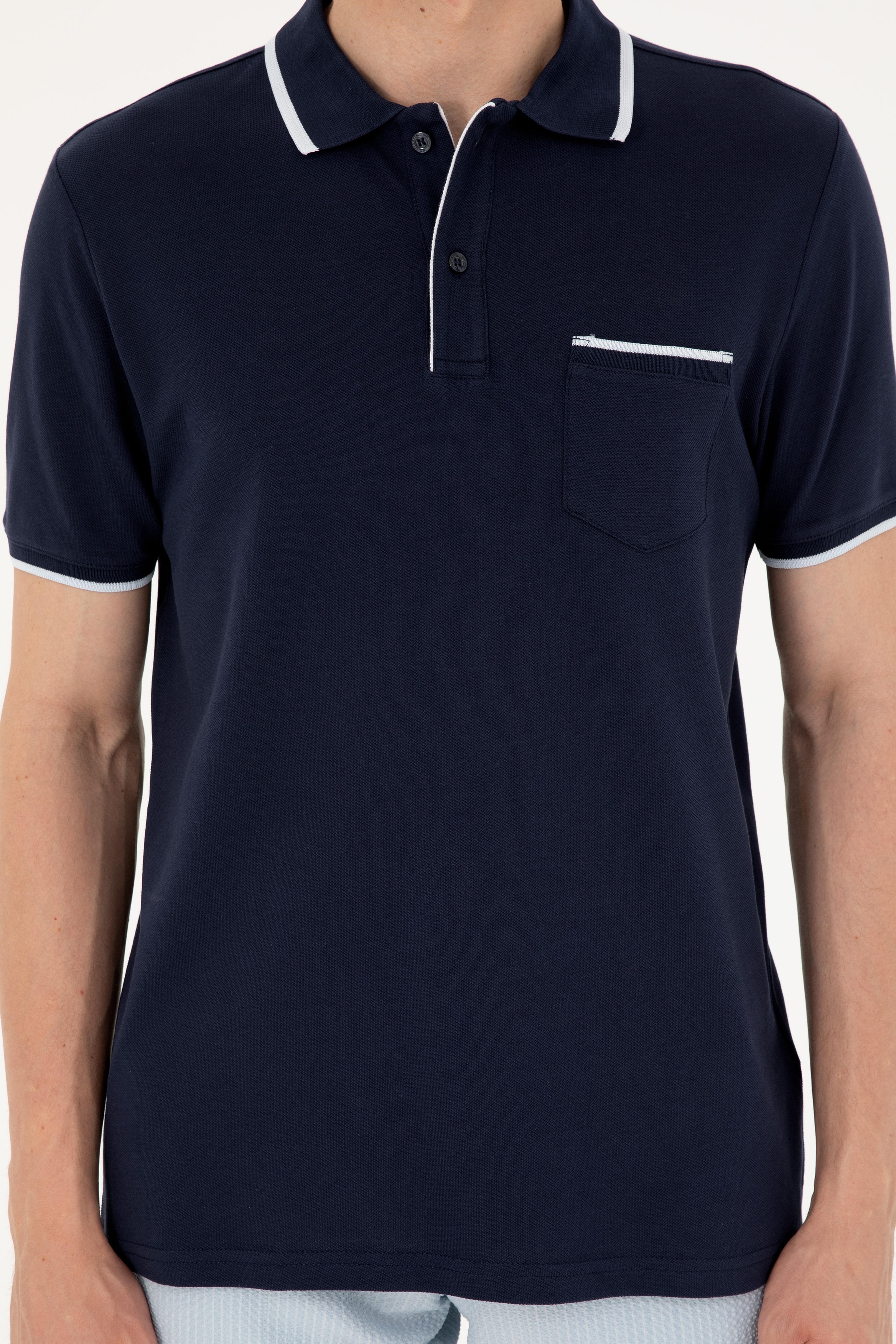 Erkek Regular Fit Polo Yaka Lacivert Tişört - Image 6