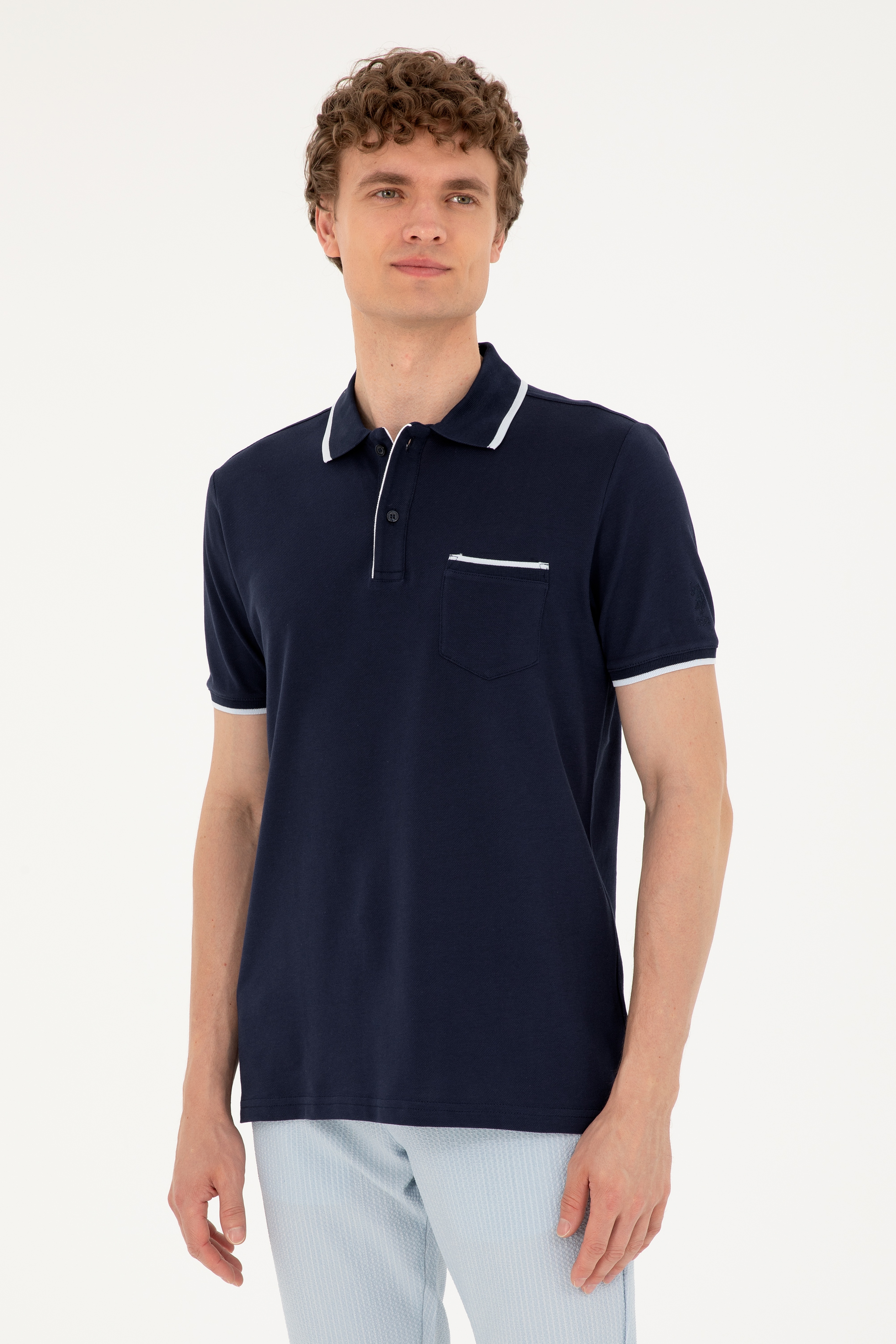 Erkek Regular Fit Polo Yaka Lacivert Tişört - Image 1