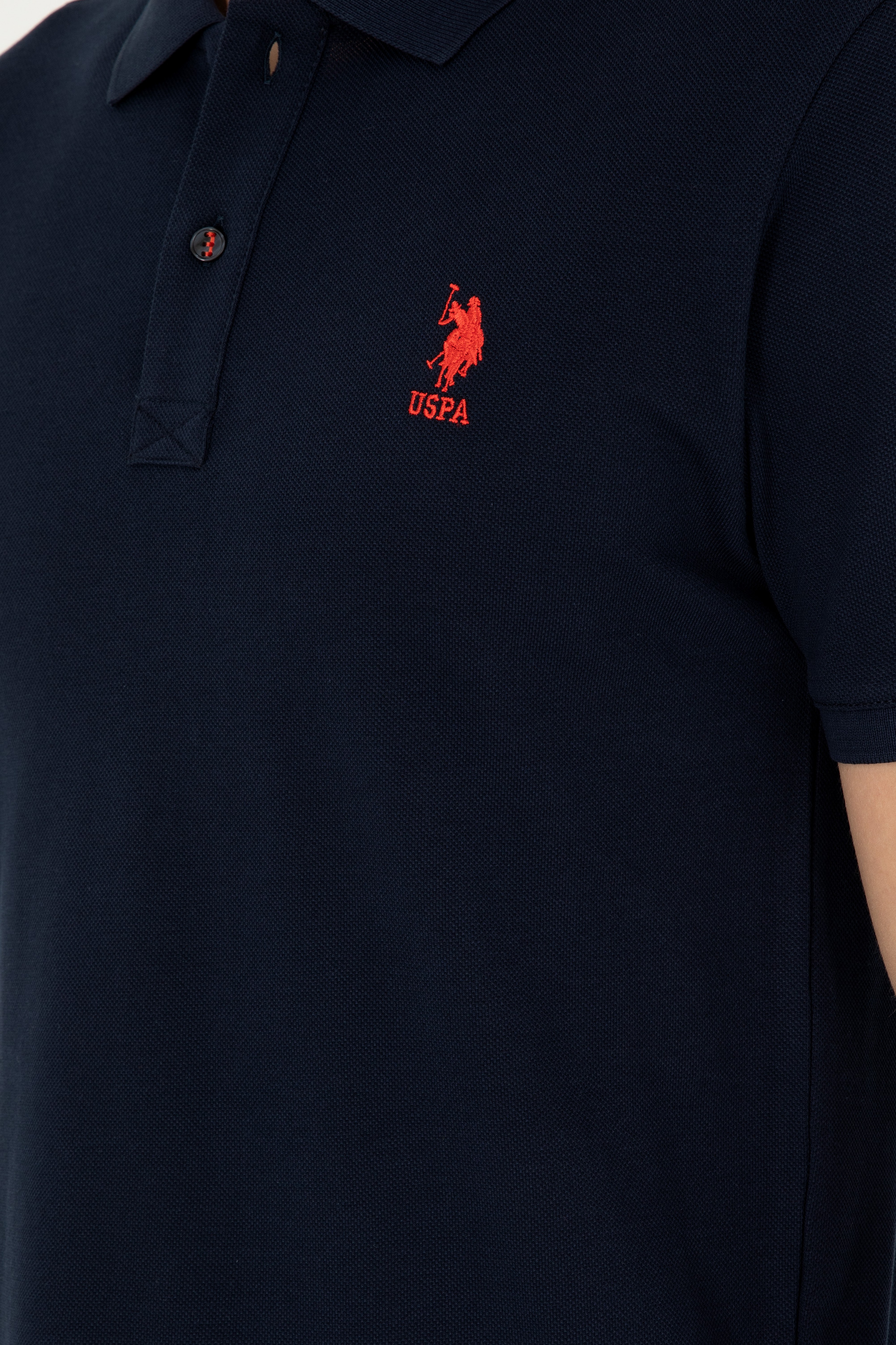 Erkek Slim Fit Polo Yaka Koyu Lacivert Basic Tişört