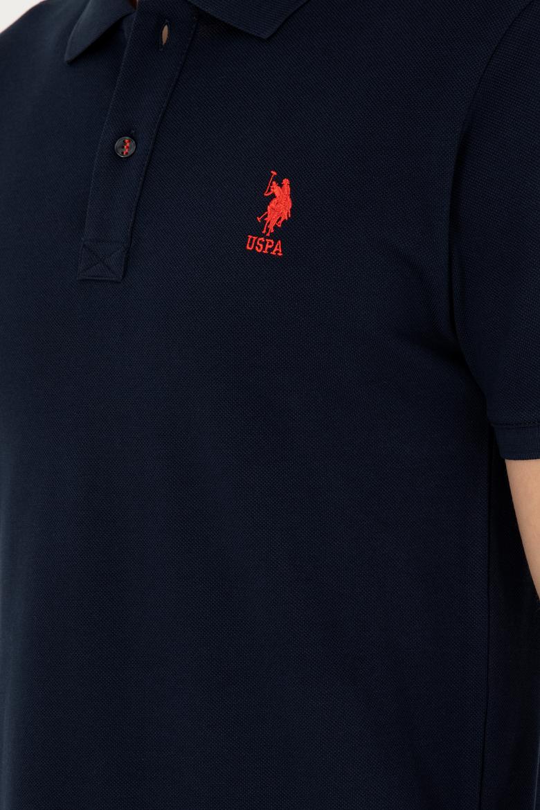 Erkek Slim Fit Polo Yaka Koyu Lacivert Basic Tişört - 50279613057