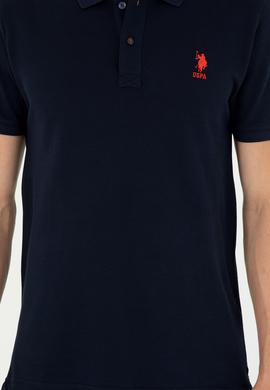 Erkek Slim Fit Polo Yaka Koyu Lacivert Basic Tişört - 50279613057