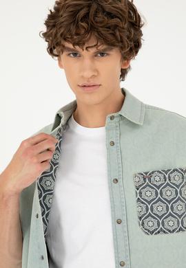 Erkek Açık Mavi Jean Gömlek - 50281953009