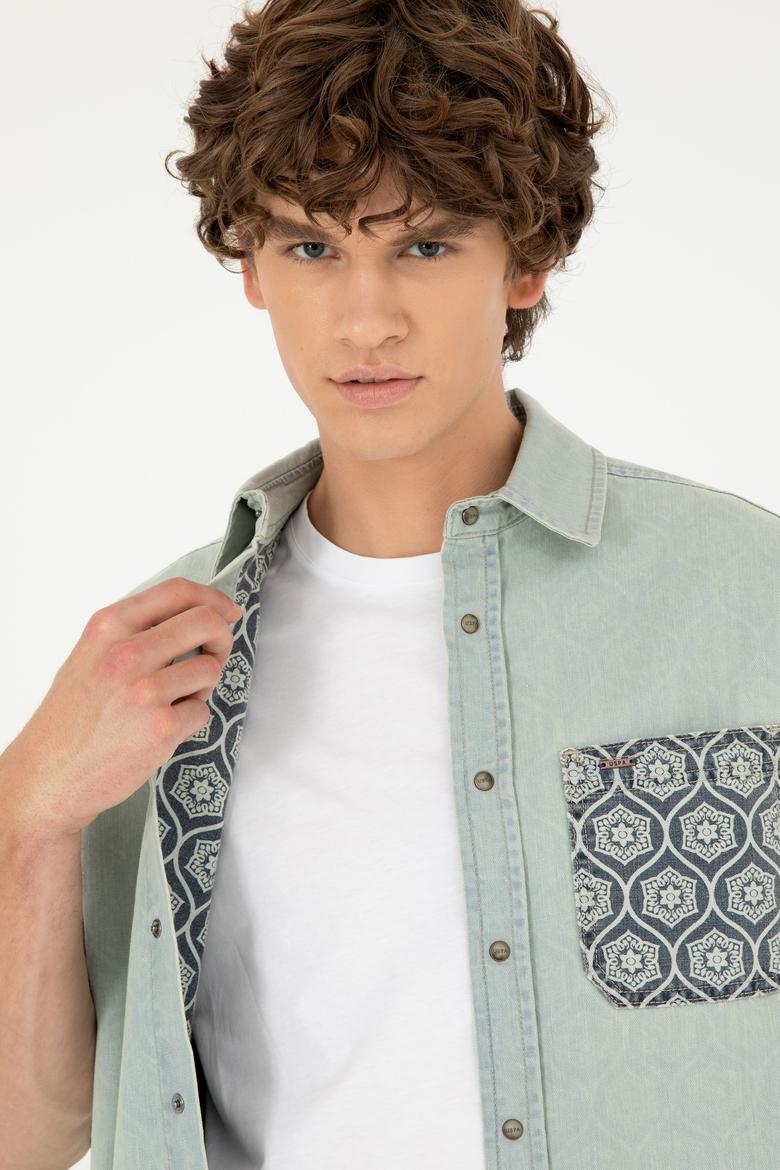 Erkek Açık Mavi Jean Gömlek - 50281953009
