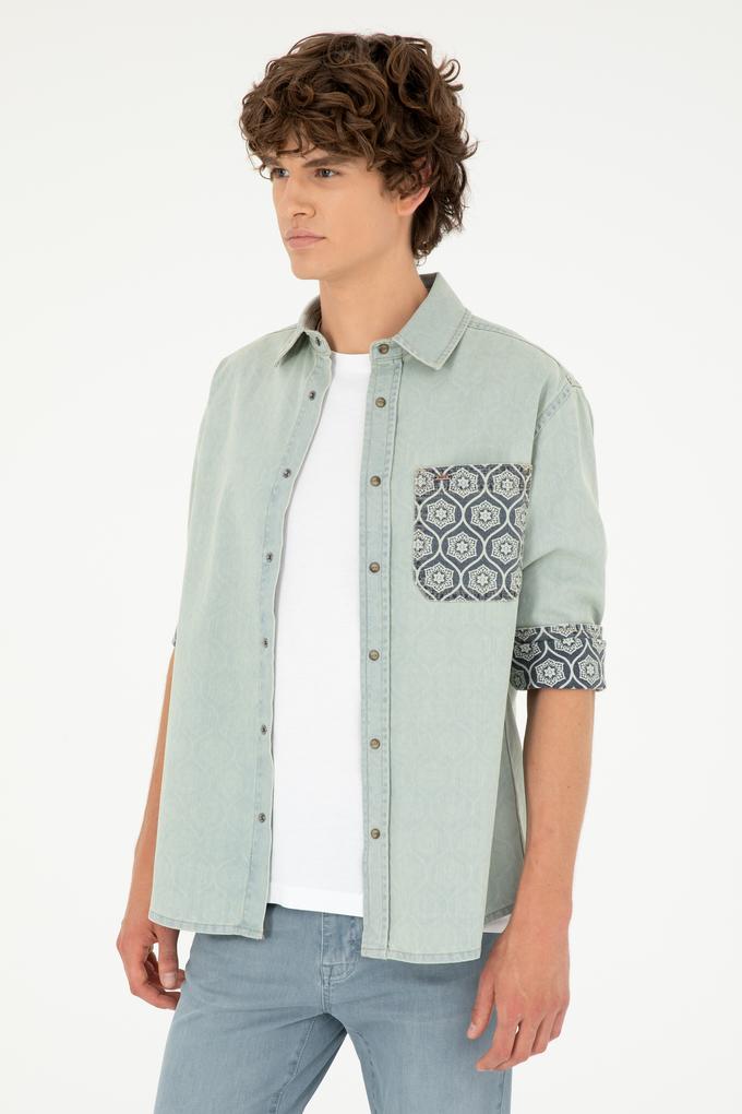 Erkek Açık Mavi Jean Gömlek