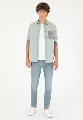Erkek Açık Mavi Jean Gömlek - 50281953009