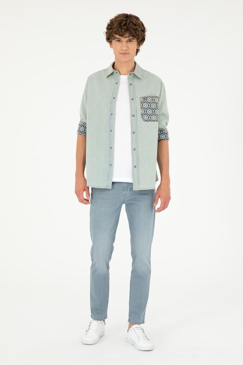 Erkek Açık Mavi Jean Gömlek - 50281953009
