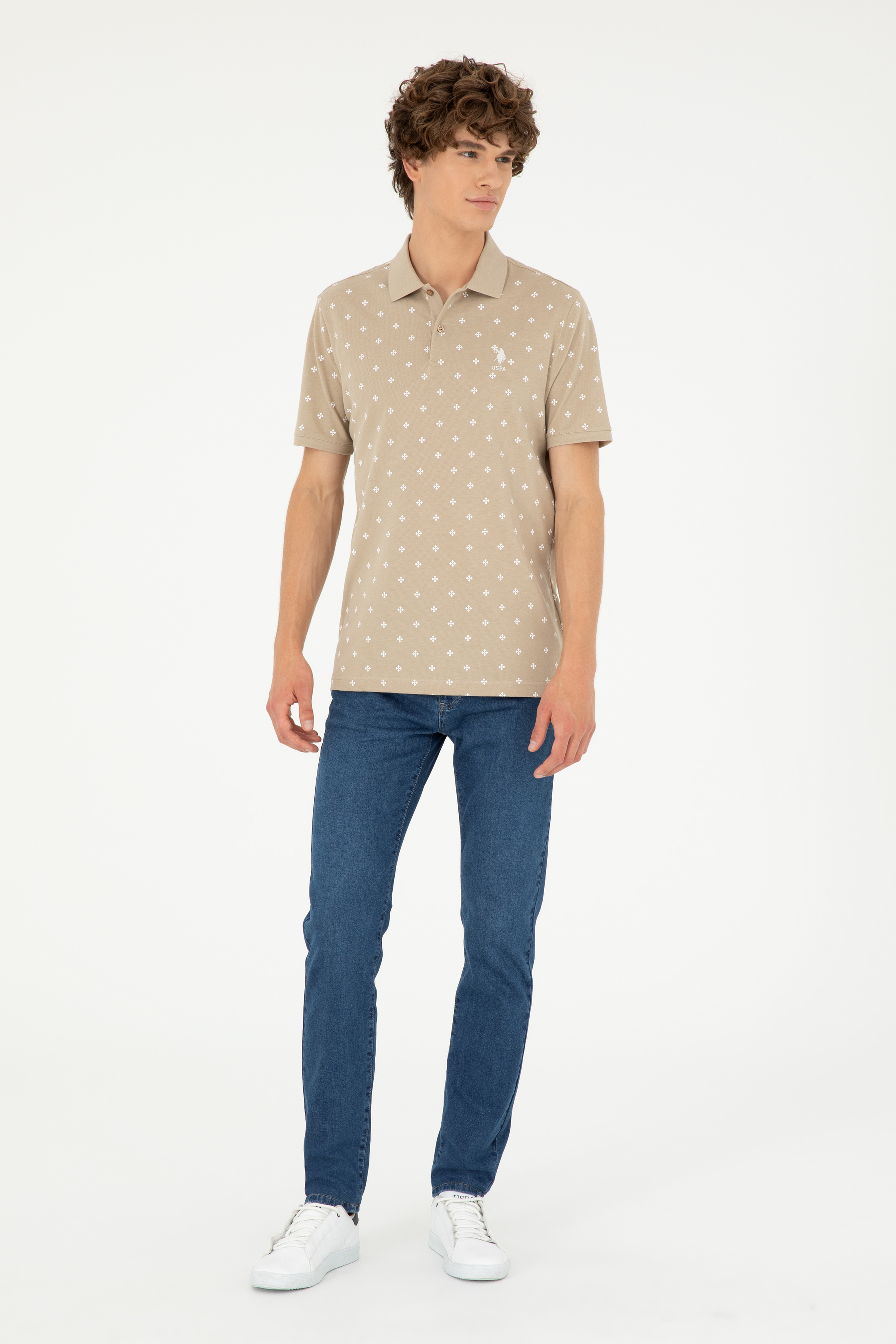 Erkek Regular Fit Polo Yaka Açık Haki Tişört - Image 4
