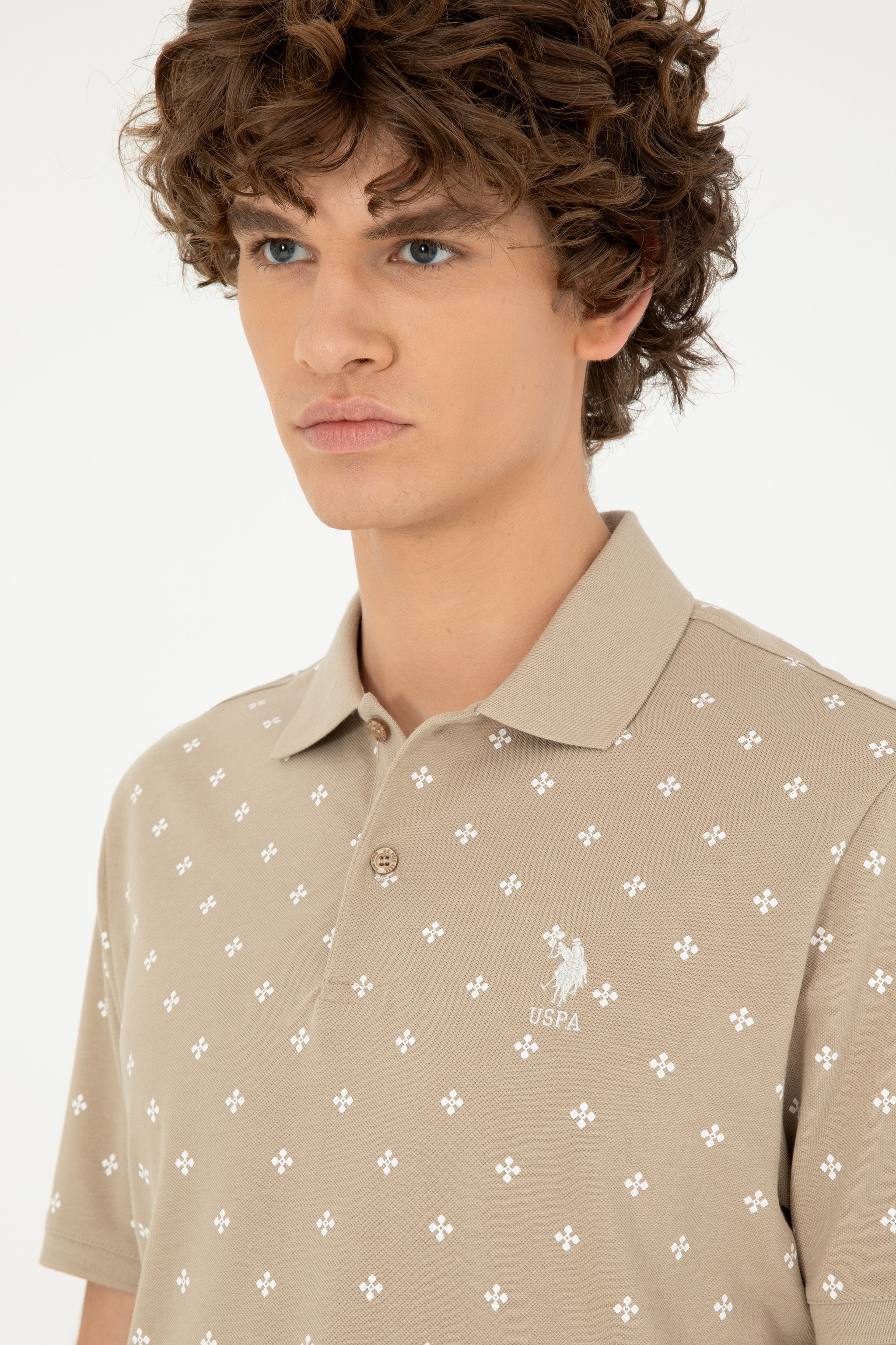 Erkek Regular Fit Polo Yaka Açık Haki Tişört