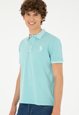 Erkek Slim Fit Polo Yaka Mint Basic Tişört - 50279591026