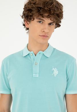Erkek Slim Fit Polo Yaka Mint Basic Tişört - 50279591026