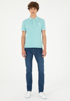 Erkek Slim Fit Polo Yaka Mint Basic Tişört - 50279591026