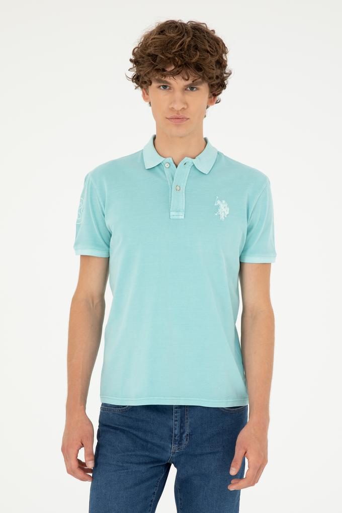 Erkek Slim Fit Polo Yaka Mint Basic Tişört