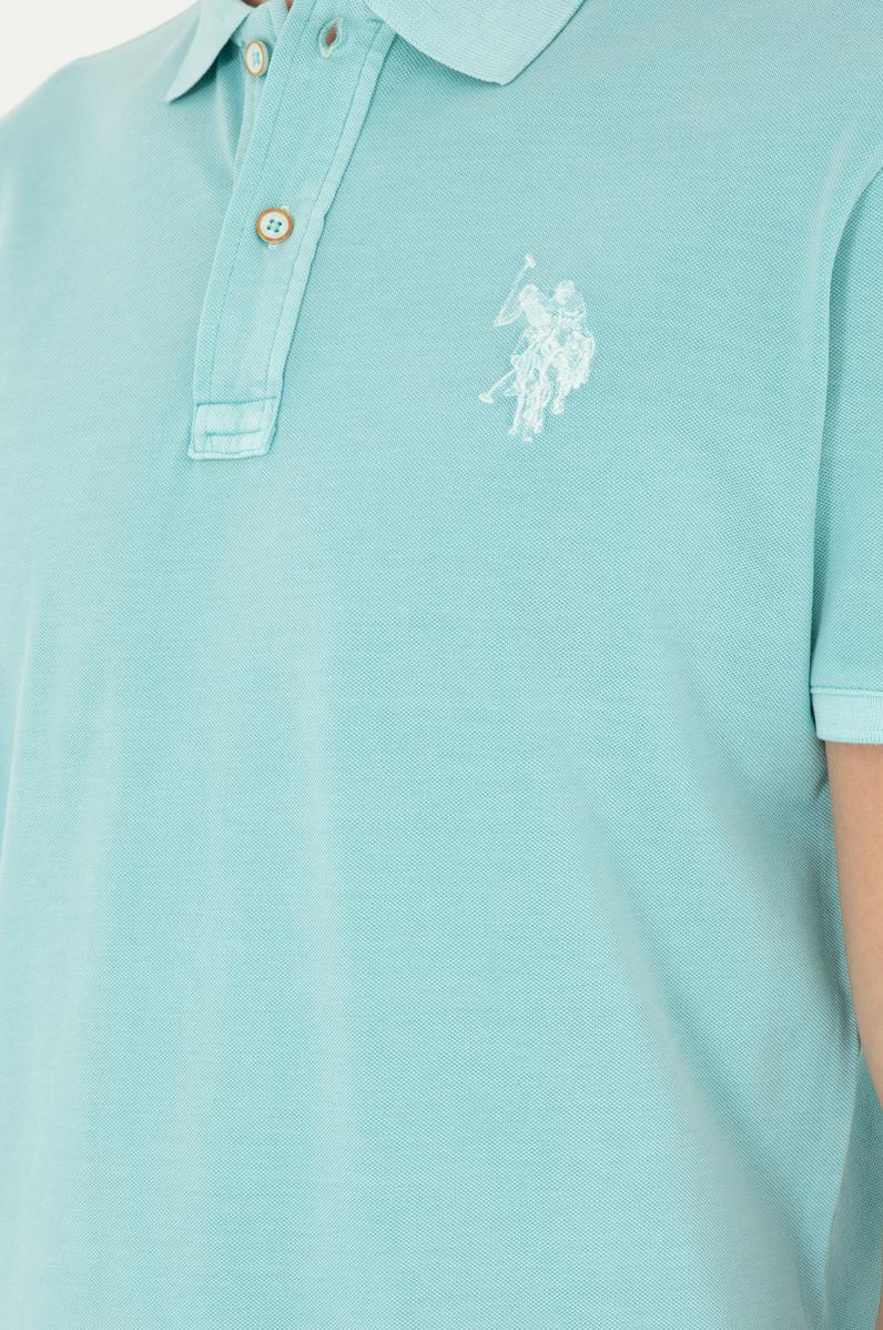 Erkek Slim Fit Polo Yaka Mint Basic Tişört