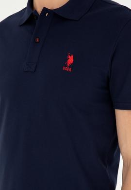 Erkek Slim Fit Polo Yaka Lacivert Basic Tişört - 50279581089