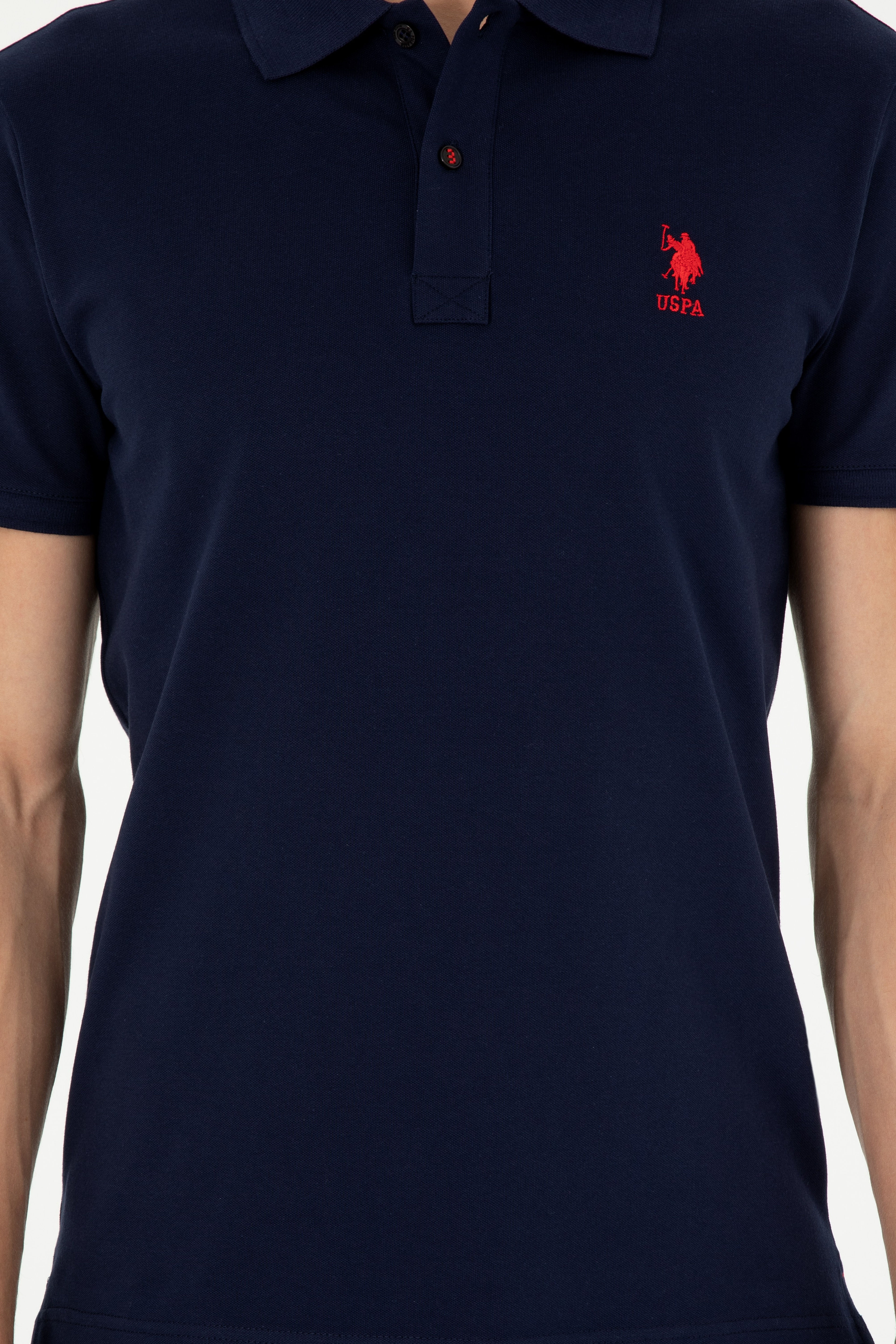 Erkek Slim Fit Polo Yaka Lacivert Basic Tişört - Image 6