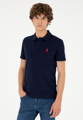 Erkek Slim Fit Polo Yaka Lacivert Basic Tişört - 50279581089